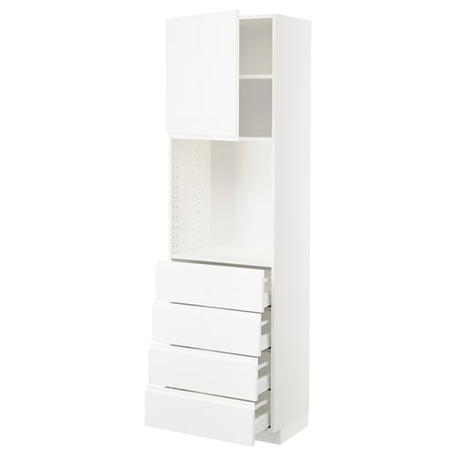 Ikea METOD high cabinet, white, modern design, glossy finish, adjustable shelves, full extension drawers.