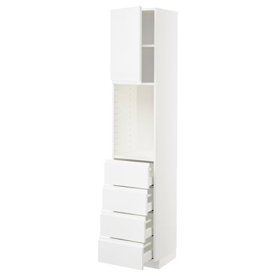 METOD / MAXIMERA High cabinet w shelves/4 drawers, white/Voxtorp high-gloss/white, 40x41x200 cm