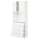 METOD / MAXIMERA High cabinet w shelves/4 drawers, white/Voxtorp high-gloss/white, 80x41x200 cm