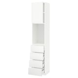 METOD / MAXIMERA High cabinet w shelves/4 drawers, white/Voxtorp matt white, 40x41x200 cm
