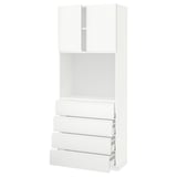 METOD / MAXIMERA High cabinet w shelves/4 drawers, white/Voxtorp matt white, 80x41x200 cm