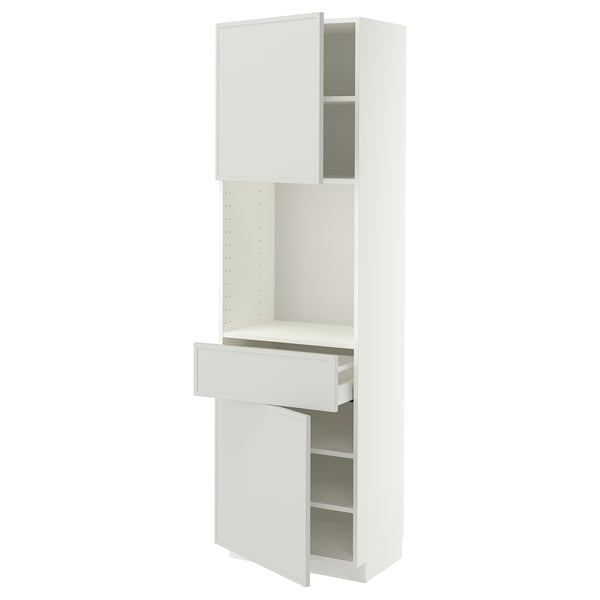 METOD / MAXIMERA High cabinet with 2 doors+1 drawer, white/Aspudden light grey, 60x41x200 cm