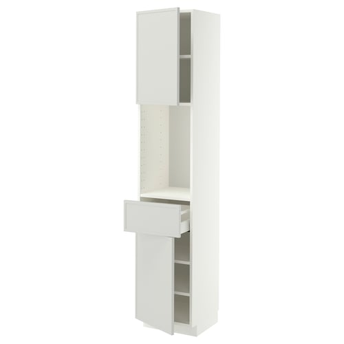 METOD / MAXIMERA High cabinet with 2 doors+1 drawer, white/Aspudden light grey, 40x41x200 cm