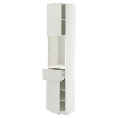 METOD / MAXIMERA High cabinet with 2 doors+1 drawer, white/Aspudden light grey, 40x41x200 cm