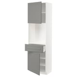 METOD / MAXIMERA High cabinet with 2 doors+1 drawer, white/Bodbyn grey, 60x41x200 cm