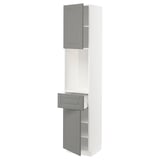 METOD / MAXIMERA High cabinet with 2 doors+1 drawer, white/Bodbyn grey, 40x41x200 cm