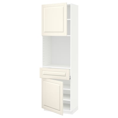 METOD / MAXIMERA High cabinet with 2 doors+1 drawer, white/Bodbyn off-white, 60x41x200 cm