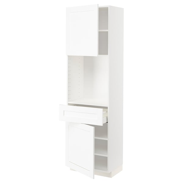 METOD / MAXIMERA High cabinet with 2 doors+1 drawer, white Enköping/white wood effect, 60x41x200 cm