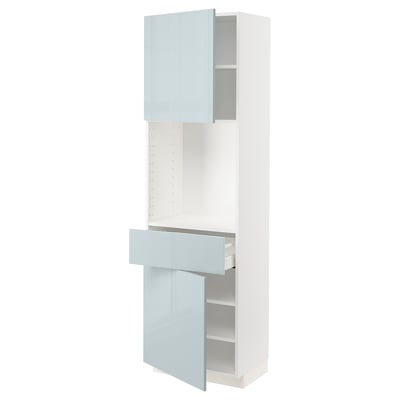 METOD / MAXIMERA High cabinet with 2 doors+1 drawer, white/Kallarp light grey-blue, 60x41x200 cm