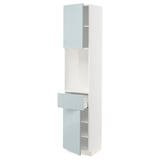 METOD / MAXIMERA High cabinet with 2 doors+1 drawer, white/Kallarp light grey-blue, 40x41x200 cm