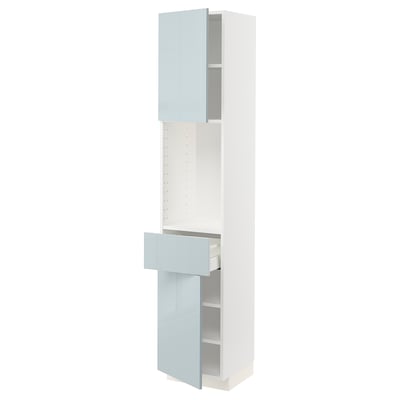 METOD / MAXIMERA High cabinet with 2 doors+1 drawer, white/Kallarp light grey-blue, 40x41x200 cm