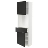 METOD / MAXIMERA High cabinet with 2 doors+1 drawer, white/Nickebo matt anthracite, 60x41x200 cm