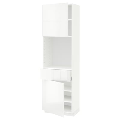 METOD / MAXIMERA High cabinet with 2 doors+1 drawer, white/Ringhult white, 60x41x200 cm