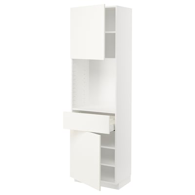 METOD / MAXIMERA High cabinet with 2 doors+1 drawer, white/Vallstena white, 60x41x200 cm