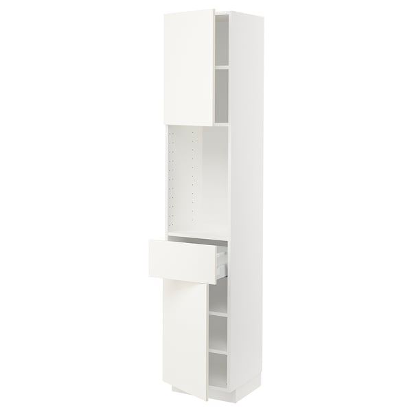 METOD / MAXIMERA High cabinet with 2 doors+1 drawer, white/Vallstena white, 40x41x200 cm