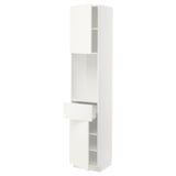 METOD / MAXIMERA High cabinet with 2 doors+1 drawer, white/Vallstena white, 40x41x200 cm