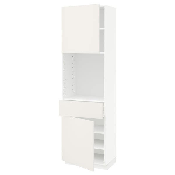 METOD / MAXIMERA High cabinet with 2 doors+1 drawer, white/Veddinge white, 60x41x200 cm