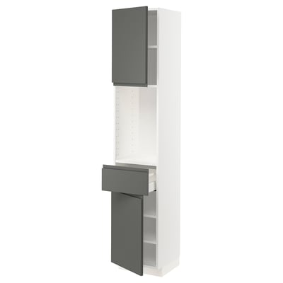 METOD / MAXIMERA High cabinet with 2 doors+1 drawer, white/Voxtorp dark grey, 40x41x200 cm