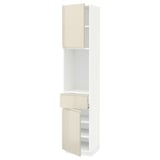 METOD / MAXIMERA High cabinet with 2 doors+1 drawer, white/Voxtorp high-gloss light beige, 40x41x200 cm