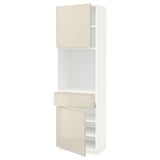 METOD / MAXIMERA High cabinet with 2 doors+1 drawer, white/Voxtorp high-gloss light beige, 60x41x200 cm