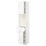 METOD / MAXIMERA High cabinet with 2 doors+1 drawer, white/Voxtorp high-gloss/white, 40x41x200 cm
