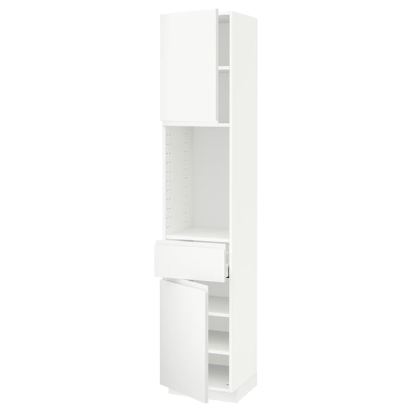 METOD / MAXIMERA High cabinet with 2 doors+1 drawer, white/Voxtorp matt white, 40x41x200 cm