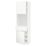 METOD / MAXIMERA High cabinet with 2 doors+1 drawer, white/Voxtorp matt white, 60x41x200 cm