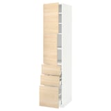 METOD / MAXIMERA High cabinet with 2 doors+3 drawers, white/Askersund light ash effect, 40x60x200 cm