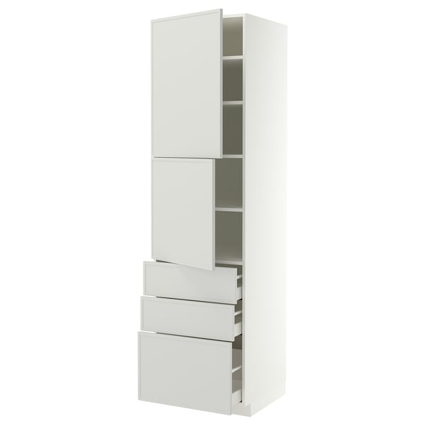METOD / MAXIMERA High cabinet with 2 doors+3 drawers, white/Aspudden light grey, 60x60x220 cm