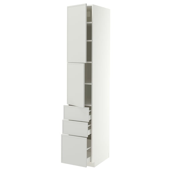 METOD / MAXIMERA High cabinet with 2 doors+3 drawers, white/Aspudden light grey, 40x60x220 cm