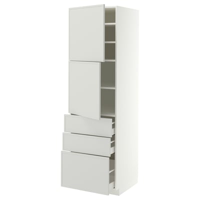 METOD / MAXIMERA High cabinet with 2 doors+3 drawers, white/Aspudden light grey, 60x60x200 cm