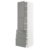 METOD / MAXIMERA High cabinet with 2 doors+3 drawers, white/Bodbyn grey, 60x60x220 cm