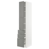 METOD / MAXIMERA High cabinet with 2 doors+3 drawers, white/Bodbyn grey, 40x60x220 cm