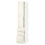 METOD / MAXIMERA High cabinet with 2 doors+3 drawers, white/Bodbyn off-white, 40x60x220 cm