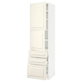METOD / MAXIMERA High cabinet with 2 doors+3 drawers, white/Bodbyn off-white, 60x60x220 cm