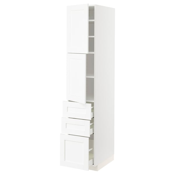 METOD / MAXIMERA High cabinet with 2 doors+3 drawers, white Enköping/white wood effect, 40x60x200 cm