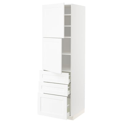 METOD / MAXIMERA High cabinet with 2 doors+3 drawers, white Enköping/white wood effect, 60x60x200 cm
