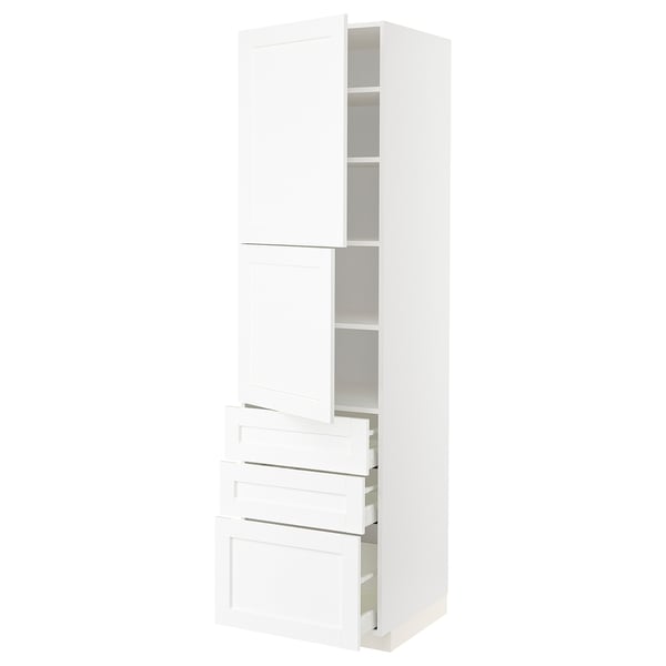 METOD / MAXIMERA High cabinet with 2 doors+3 drawers, white Enköping/white wood effect, 60x60x220 cm