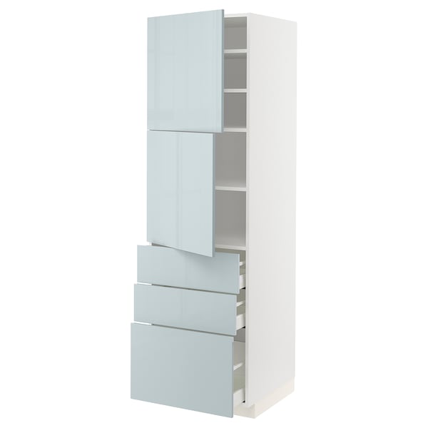 METOD / MAXIMERA High cabinet with 2 doors+3 drawers, white/Kallarp light grey-blue, 60x60x200 cm