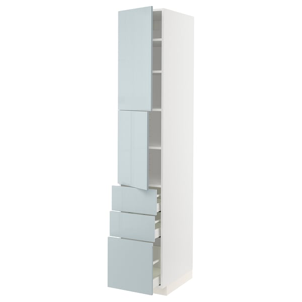 METOD / MAXIMERA High cabinet with 2 doors+3 drawers, white/Kallarp light grey-blue, 40x60x220 cm