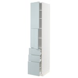 METOD / MAXIMERA High cabinet with 2 doors+3 drawers, white/Kallarp light grey-blue, 40x60x220 cm