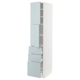 METOD / MAXIMERA High cabinet with 2 doors+3 drawers, white/Kallarp light grey-blue, 40x60x200 cm