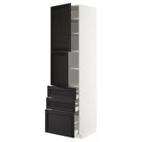 METOD / MAXIMERA High cabinet with 2 doors+3 drawers, white/Lerhyttan black stained, 60x60x220 cm