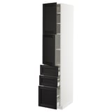 METOD / MAXIMERA High cabinet with 2 doors+3 drawers, white/Lerhyttan black stained, 40x60x200 cm