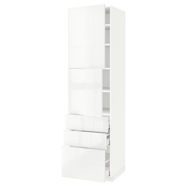 METOD / MAXIMERA High cabinet with 2 doors+3 drawers, white/Ringhult white, 60x60x220 cm