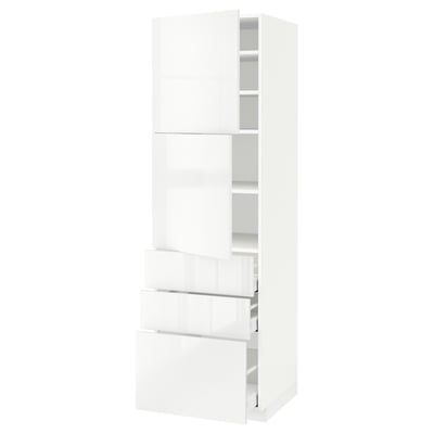 METOD / MAXIMERA High cabinet with 2 doors+3 drawers, white/Ringhult white, 60x60x200 cm