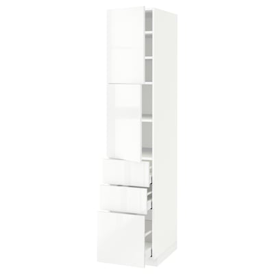 METOD / MAXIMERA High cabinet with 2 doors+3 drawers, white/Ringhult white, 40x60x200 cm