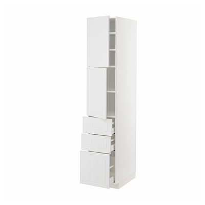 METOD / MAXIMERA High cabinet with 2 doors+3 drawers, white/Stensund white, 40x60x200 cm