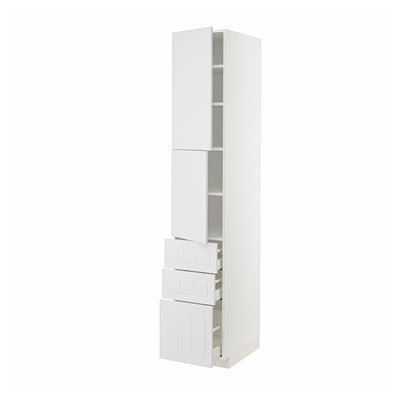 METOD / MAXIMERA High cabinet with 2 doors+3 drawers, white/Stensund white, 40x60x220 cm