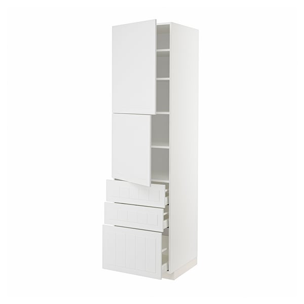 METOD / MAXIMERA High cabinet with 2 doors+3 drawers, white/Stensund white, 60x60x220 cm